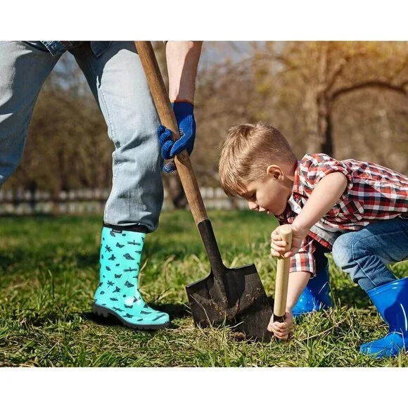 Women's Green Butterfly Lightweight Fashion Wide Calf Waterproof Rain Boots - Picture 2 of 6